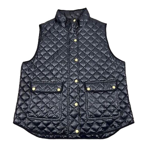 J. Crew | Navy Blue Quilted Down Insulated Shiny Field Puffer Vest C9300 | M - Picture 5 of 9